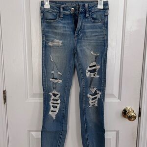 American Eagle Outfitters Women's Ripped Blue Skinny Jeans